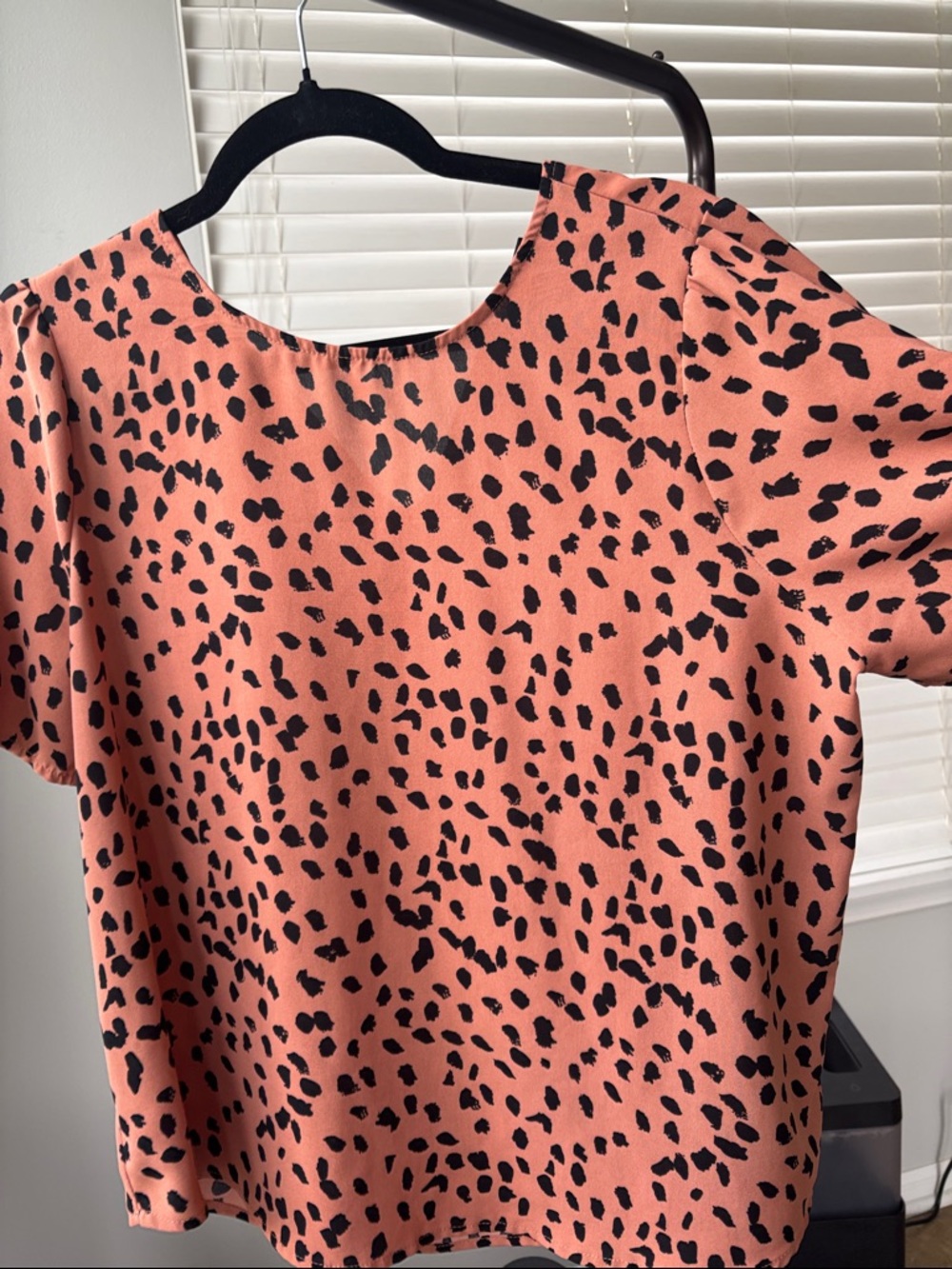 Papermoon Coral Pink Short Sleeve Animal Print Blouse